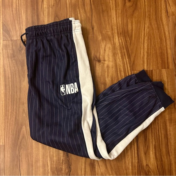 NBA Men's Blue and White Pinstripe Joggers sweat pants lounge warmup - Picture 1 of 7